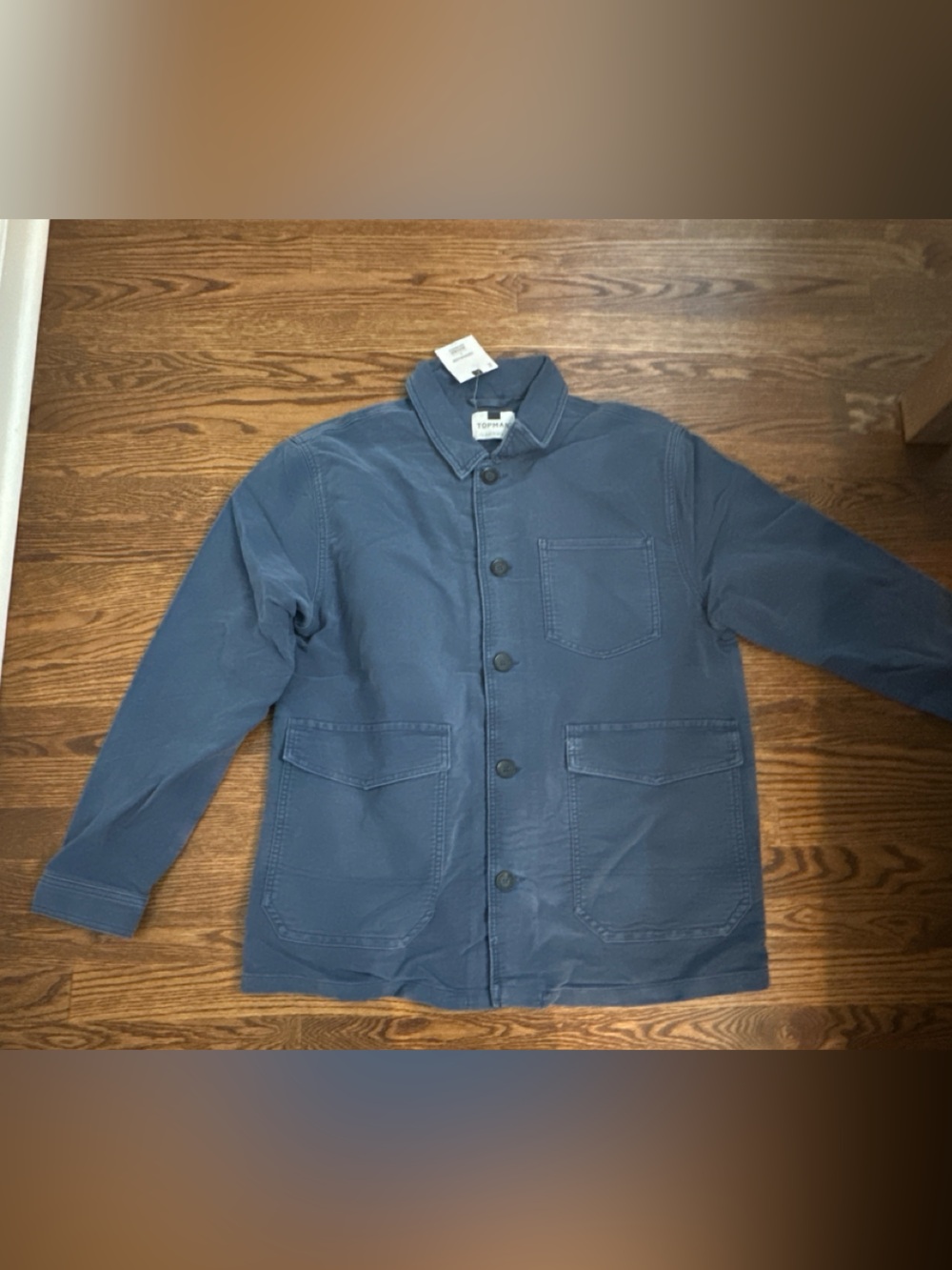 Topman Blue Lightweight Button-Up Work Jacket